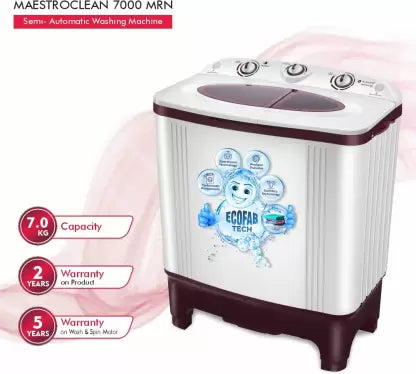 Singer 7 kg Semi Automatic Top Load Washing Machine Maroon, White  (Maestroclean SM 7000 (MRN)) (OPEN BOX) Singer 7 kg Semi Automatic Top Load Washing Machine Maroon, White  (Maestroclean SM 7000 (MRN)) (OPEN BOX)